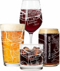 Blue Ridge Mountain Gifts - Cincinnati Souvenir - Ohio Glassware Gift, Etched City Map, Laser Engraved and Dishwasher Safe
