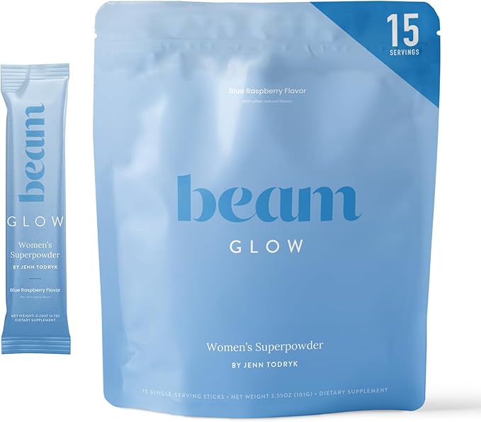 Beam Glow, Hormone Balance for Women, Cortisol Support for Women, Thyroid Support Powder with Selenium, Bromelain and Chasteberry, PMS Relief, Hair Skin & Nails, Health and Wellness Gift, 15 Servings