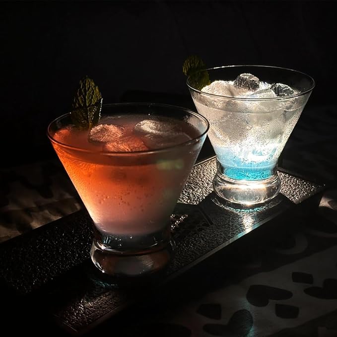 Martini Glasses Set of 4 - Crystal Cocktail Glasses, Stemless Martini Glass for Bar, Martini, Cosmopolitan, Manhattan, Gimlet, Pisco Sour Brandy, Margarita Glasses, Dessert Cups, Sake Cup, 8oz