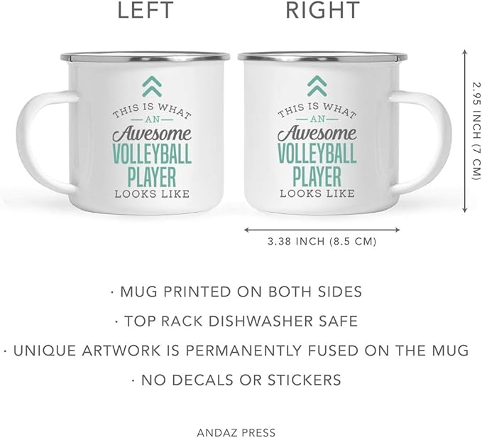 Andaz Press 11oz. Stainless Steel Campfire Coffee Mug Gift, This is What an Awesome Volleyball Player Looks Like, 1-Pack, Birthday Gift Ideas Coworker Him Her, Includes Gift Box