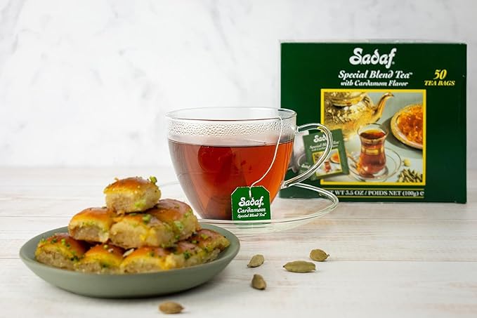 Sadaf Cardamom Tea Bags | Special Blend Cardamom Ceylon Black Tea | Quicktea Product harvested in Sri Lanka | 100 bags (Pack of 2)