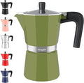 Mongdio Stovetop Espresso Maker Moka Pot, Stove Top Cuban Coffee Maker, Italian Greca Mocha Pot, 9 Espresso Cups, 15 oz - Green