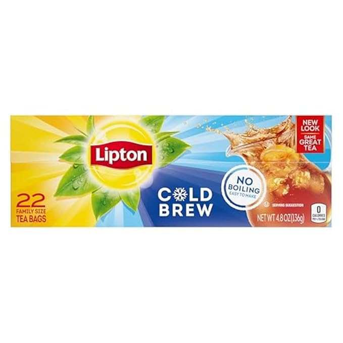 Lipton Cold Brew Family Size Tea Bags, Original & Decaf 22 CT (2ea) (Variety Pack)