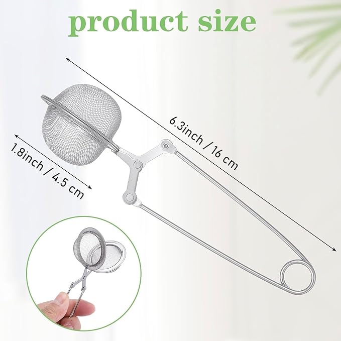 Snap Ball Tea Strainer, Tea Infuser with Handle Tea Mesh Infuser Snap Ball Strainer Steep Loose Leaf Tea Infuser Fine Mesh Ball Tea Filter Strainer for Spices and Seasonings