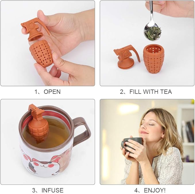 Cute Silicone Tea Infuser Loose Leaf Tea Steeper Tea Accessories Tea Diffusers Shape Design Tea Filter Funny Tea Strainer (Grey)