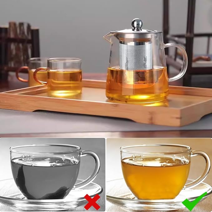 Tea Infuser Tea Strainer for Loose Tea, Stainless Steel Tea Ball with Chain Hook and Drip Tray, Extra Fine Mesh Tea Filter for Brew Tea, Spices & Seasonings (1Pack，1.96in）