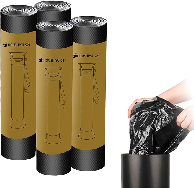 Garbage Bags for Standing Espresso Knock Box Commercial Large Trash Bag for Coffee Grounds Knock Box for Coffee Shop, Bar, Kitchen,Office, Black,4 Roll/100 pcs