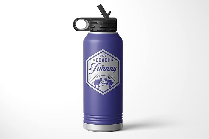 Wrestling Coach gifts, Tumbler, Coach tumbler, Wrestling gifts, Coach Beer glass, Coach gift, Coach gifts, Wrestling Coach (Wrestling Hexagon, Purple, 32oz Water Bottle)