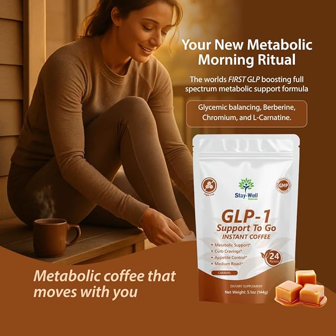 Slim Coffee GLP-1 Supplement | GLP 1 Booster to Control Appetite and Cravings | Great Tasting Metabolic Support - Coffee Bean Extract, Green Tea, Yerba Mate (Caramel)