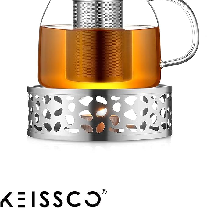 Stainless Steel Teapot Warmer, Metal Teapot Heater with Tealight Holder Stainless Steel Candle Base Coffee Tea Warmer for Glass, Steel, Ceramic Teapot and Other Heatproof Dish