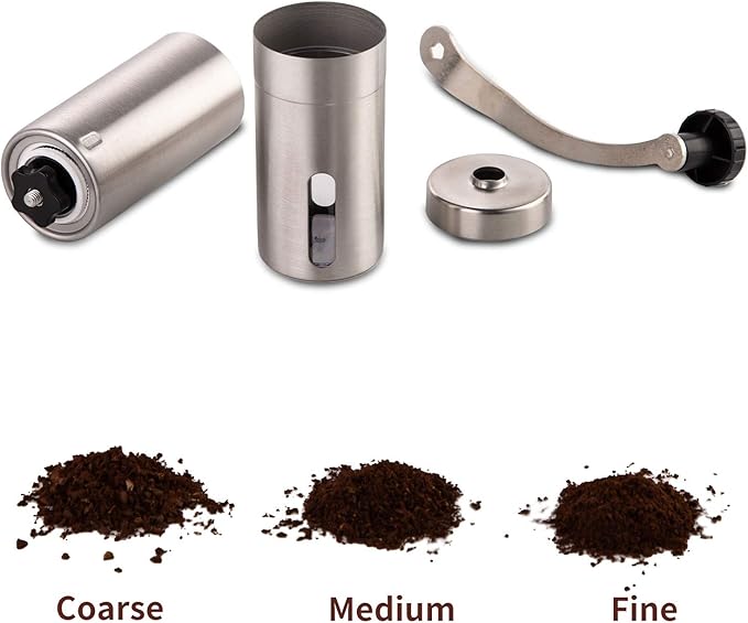 PARACITY Manual Coffee Bean Grinder Stainless Steel Hand Mill Ceramic Burr for Aeropress, Drip Coffee, Espresso, French Press, Turkish Brew, for gift