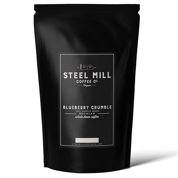 Steel Mill Coffee Co. Blueberry Crumble Flavored Ground Coffee – 12 oz Medium Roast, 100% Colombian Arabica, Vegan, Gluten-Free, Sugar-Free