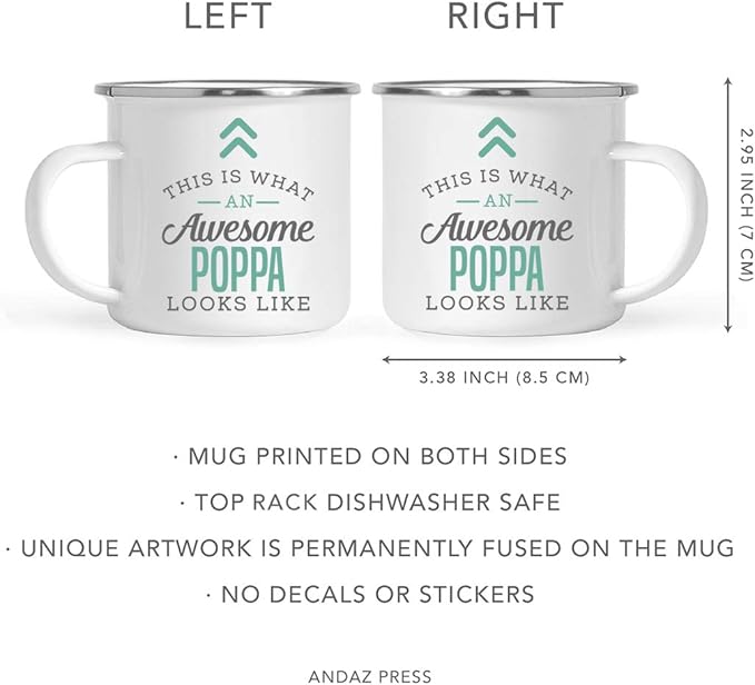 Andaz Press 11oz. Stainless Steel Campfire Coffee Mug Gift, This is What an Awesome Poppa Looks Like, 1-Pack, Birthday Gift Ideas Coworker Him Her, Includes Gift Box