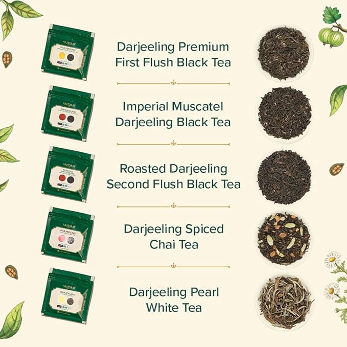 VAHDAM, Assorted Darjeeling Tea Sampler (10 Flavors, 50 Servings) Gluten Free, Non GMO - Darjeeling First Flush & Second Flush | Christmas Tea Gift Set