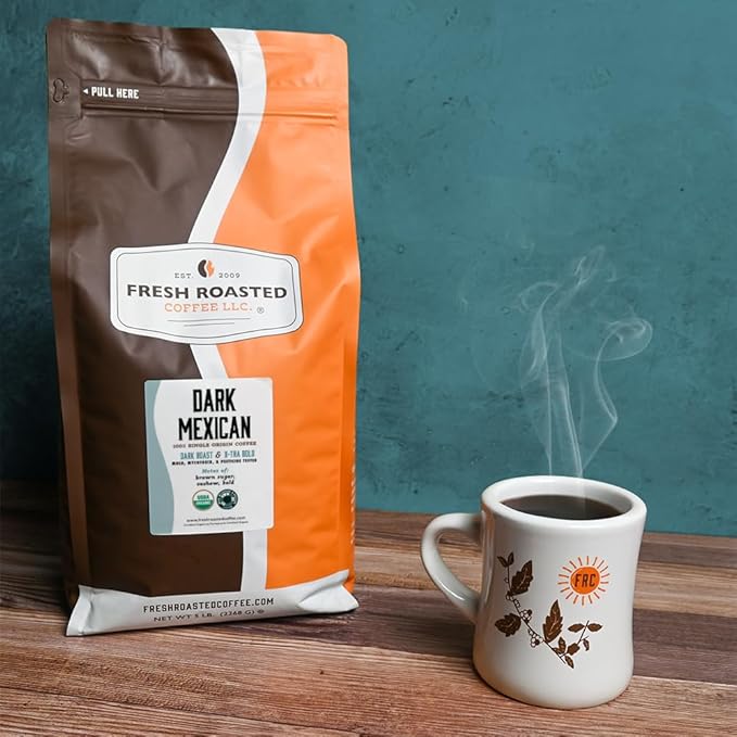Fresh Roasted Coffee, Organic Dark Mexican | Mold & Myco 3rd Party Tested, USDA Organic, Kosher | Dark Roast 5 lb (80 oz) Ground