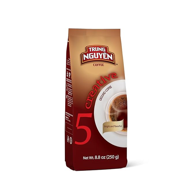 TRUNG NGUYEN COFFEE Creative 5, Ground Coffee, 100% Arabica, 8.8 Ounce, Medium Roast, Bright and Flavorful