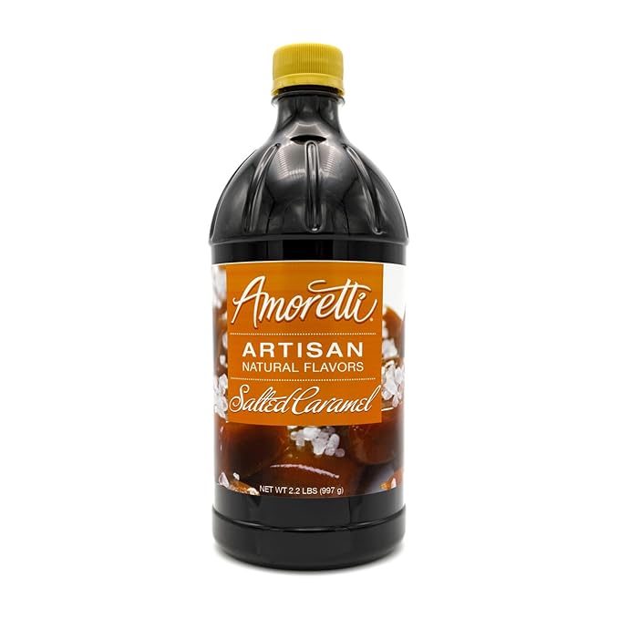 Amoretti - Natural Salted Caramel Artisan Flavor Paste, 8 oz, Perfect For Ice Cream, Beverages, Cakes, and more, Preservative Free, Vegan, Gluten Free, No Artificial Sweeteners, Highly Concentrated