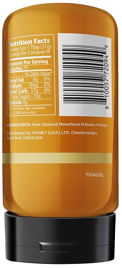 Manuka Doctor - Manuka Honey Squeezy MGO 182+ / UMF8 Dual Rated Monofloral, 100% Pure New Zealand Honey. Certified. Guaranteed. Raw. Non-GMO (10.58 oz)