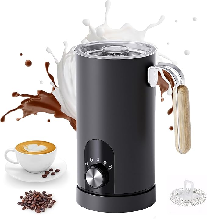 Electric Milk Frother,5-in-1 Milk Steamer with Touch Control,350ml Automatic Warm and Cold Foam Maker,Milk Warmer for Coffee,Latte,Cappuccinos Macchiato,Hot Chocolate,Anti-burn Propeller