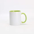 11oz White Ceramic Sublimation Coffee Mug With Green Colors Inside and Handle, （36， Green