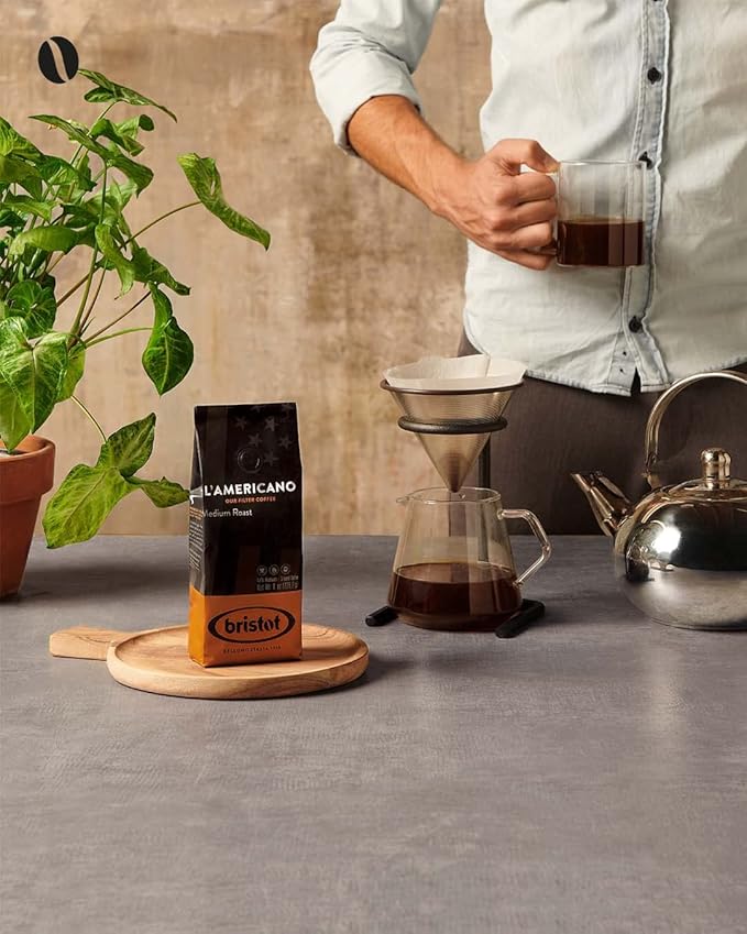 Bristot L‘americano Filter Coffee | Medium Roast Ground Coffee | Filter | 16 Bags