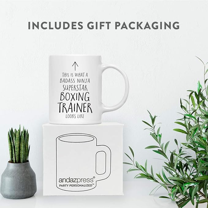 Andaz Press Funny 11oz. Ceramic Coffee Tea Mug Gift, This is What a Badass Ninja Superstar Boxing Trainer Looks Like, 1-Pack, Birthday Christmas Gift Ideas Coworker
