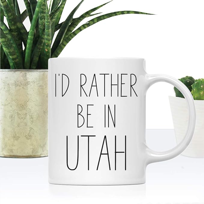Andaz Press U.S. State 11oz. Coffee Mug Gift, I'd Rather Be in Utah, 1-Pack, Long Distance College Going Away Study Abroad Birthday Christmas Gifts
