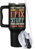 Christmas, Father Day Gifts For Dad, Men - Dad Gifts From Daughter, Son - I Fix Stuff Gift - 40 oz Tumbler with Handle, Lid and Straw Insulated