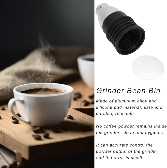 60g Aluminium Alloy Coffee Bin, Coffee Grinder Blowing Bean Bin, Cleaning Tool for Eureka Mignon (Silver)