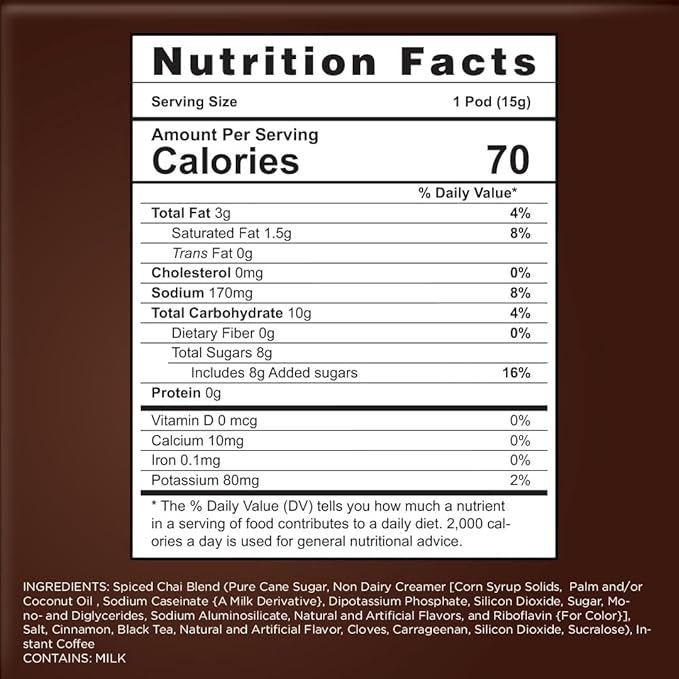 Maud's Espresso Chai Tea Latte Pods, 18 ct, Recyclable Single Serve Tea Pods - 100% Gourmet Blended Tea Leaves, Compatible with Keurig K Cups Maker