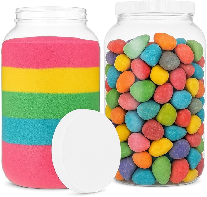 kitchentoolz 1 Gallon Large Plastic Mason Jar with Airtight Lid - Tall Storage & Pantry Container - Made in USA - Pack of 2