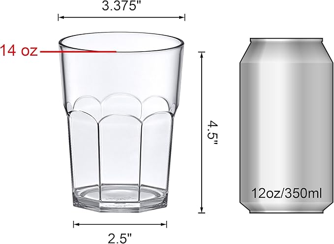Amazing Abby Affinity - 14-Ounce Clear Plastic Tumblers (Set of 6), Stackable, BPA-Free, Shatter-Proof, Dishwasher-Safe