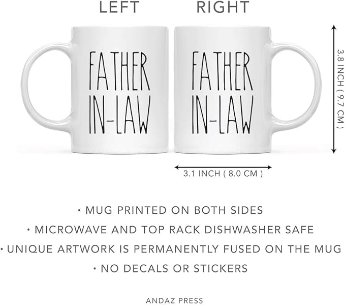 Andaz Press Simple Rustic Farmhouse Kitchen Decor 11oz. Ceramic Coffee Tea Mug Gift, Father-in-Law, 1-Pack, Birthday Christmas Gift Ideas for Family, Friends