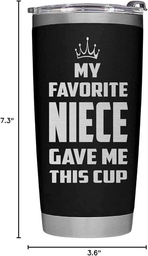 Christmas Gifts for Uncle, Aunt from Niece - Uncle Tumbler - Gifts for Fathers Day, Christmas, Birthday - Funy Insulated Stainless Steel Tumbler 20oz, Black