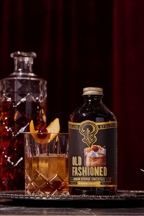 Portland Syrups Old Fashioned Flavor Beverage Concentrate – Craft Bold, Flavorful Cocktails, Mocktails Soda & More with a Classic Twist – Made w/Simple Ingredients, Less Sugar, 12 oz, 24 Servings
