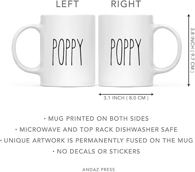 Andaz Press Simple Rustic Farmhouse Kitchen Decor 11oz. Ceramic Coffee Tea Mug Gift, Poppy, 1-Pack, Birthday Christmas Gift Ideas for Family, Friends