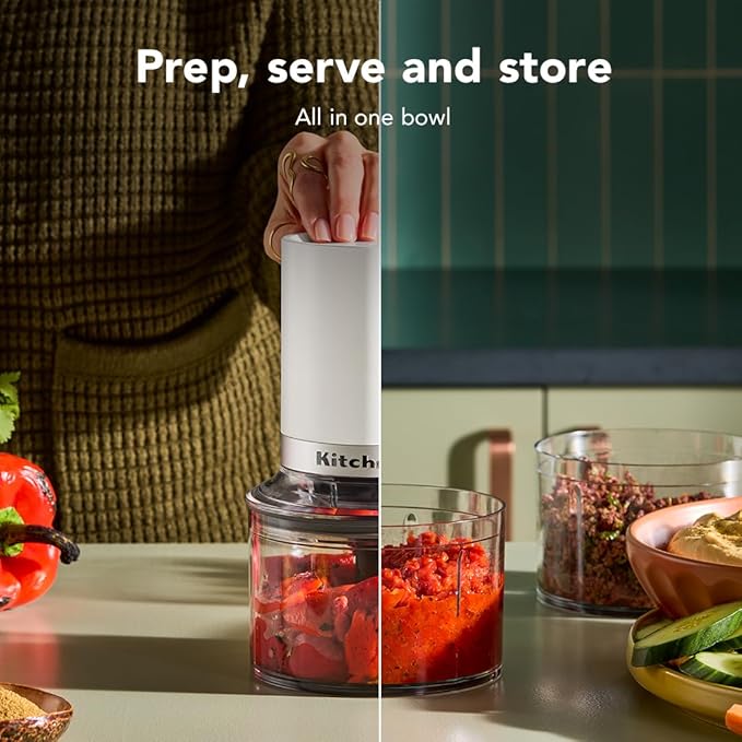 KitchenAid Go Cordless Top Down Chopper - battery sold separately, KTCR350, Porcelain White