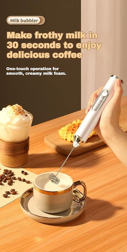 YooHooPo rechargeable milk frother hand held - 3-speed wireless electric whisk for coffee,milk,cream,usb charging