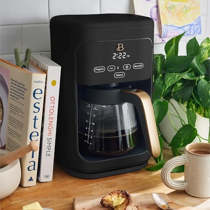 Beautiful 14-Cup Programmable Drip Coffee Maker with Touch Display - Automatic Coffee Machine with Timer for Home & Office - by Drew Barrymore (Black Sesame)