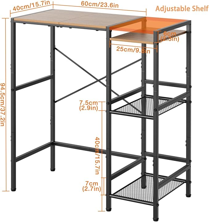 Mini Fridge Stand with Storage Shelves, Upgraded 3-Tier Mini Fridge Cabinet Stand Baker Rack for Microwave Coffee Maker Sturdy Metal Wood Desk Fits Dorm,Kitchen, Apartment, 33.4Wx15.7Dx37.2H, Brown