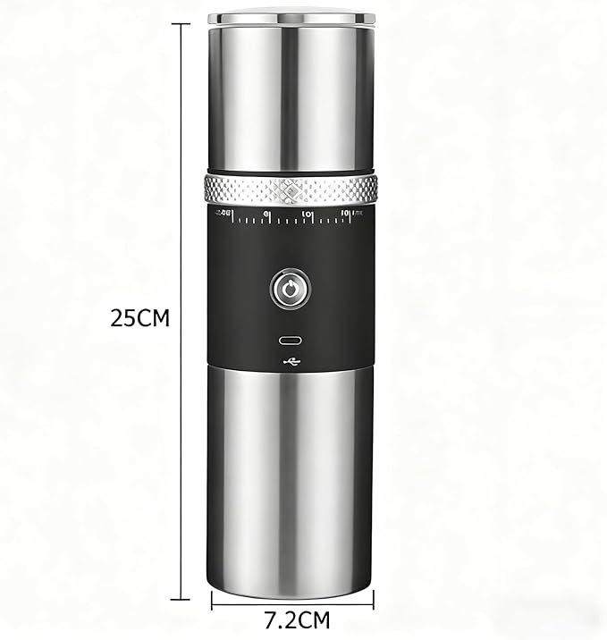 Electric Burr Coffee Grinder,Toycol Portable Cordless Rechargeable Espresso Coffee Bean Grinder,USB Battery Travel Car Coffee Maker with 15 Fine to Coarse Grind Settings for Home Use (Black)