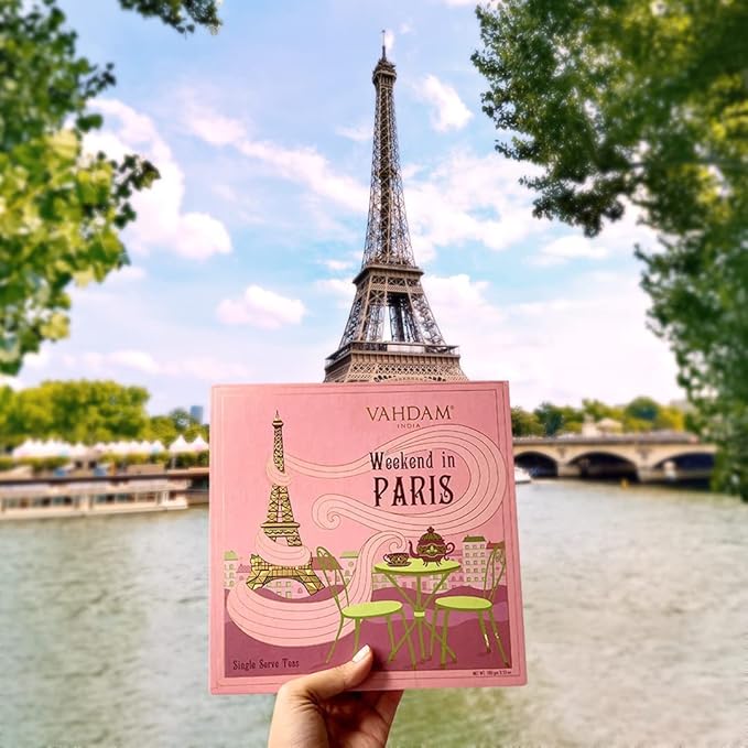 VAHDAM, Weekend in Paris Christmas Tea Gift Set - 9 Loose Teas | Tin Caddy Travel Edition Gift Box | Christmas 2025 Gift Ideas for Women & Men | Gluten Free, Non GMO