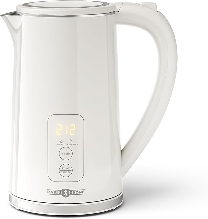 Electric Tea Kettle, Upgraded 1.7L Temperature Control Electric Kettle, 4H Keep Warm Water Boiler with 6 Presets, LED Screen Electric Kettles for Boiling Water, Boil-Dry Protection, BPA Free, White