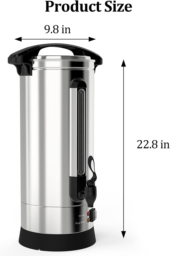 10L/2.6 Gal Commercial Coffee Urn with Double Wall Insulation, Stainless Steel Electric Coffee Maker & Beverage Dispenser, 60 Cups Large Capacity for Weddings, Parties, Catering, Buffets