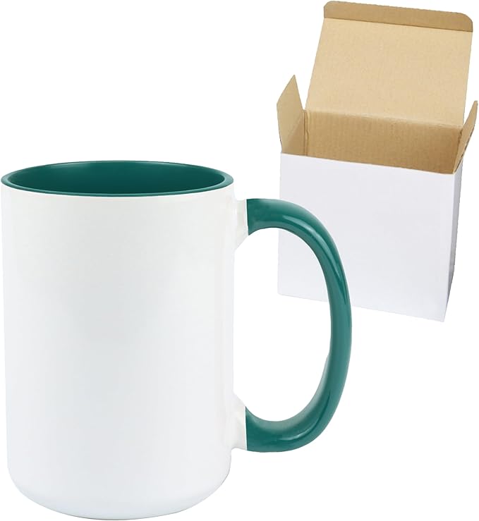 Ceramic 15oz Sublimation Coffee Mug, Hunter Green, Case of 24