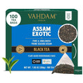 VAHDAM, Assam Exotic Black Tea Bags (100 Count) High Caffeine, Gluten Free, Full Bodied | Pyramid Tea Bags | Strong, Robust & Flavoury | Direct from Source