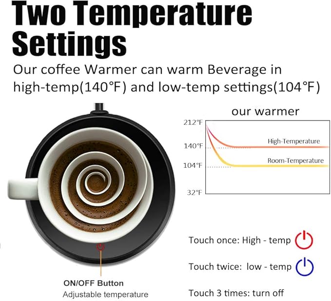 Coffee Mug Warmer Set, Smart Coffee Warmer for Desk Auto Shut Off, Cup Warmer for Office Home Use, 2 Temperature Control Heated, 13.5 oz Flat Bottom Coffee Mug, Gifts for Men, Matte Black