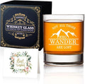 AGMdesign Funny Not All Those Who Wander are Lost Whiskey Glasses, Unique Gifts Idea for Outdoor Mountaineering Lovers, Funny Hiker Camper Gifts for Men Women Friends Hiking Camping Lovers Boyfriend
