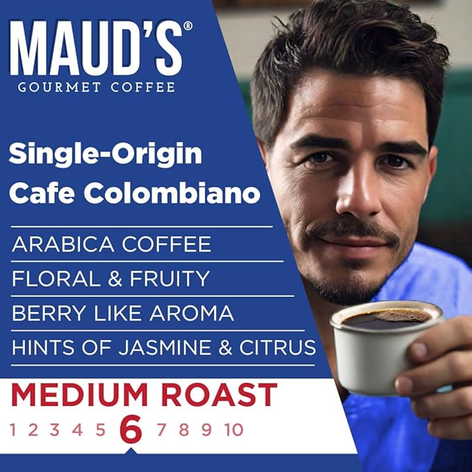 Maud's Colombian Coffee Pods, 18 ct, Single Origin, Medium Roast Coffee in Recyclable Single Serve Pods – 100% Arabica Coffee, Compatible with Keurig K Cups Maker