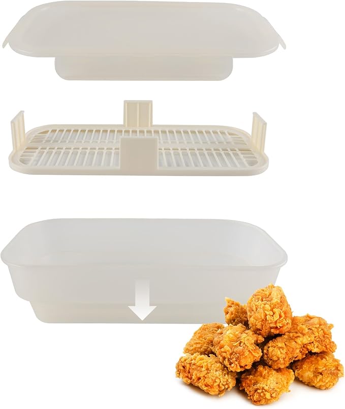 COOK WITH COLOR Collapsible Batter Bowl - Mess Free Breading Shaker Container - Great for Fried Fish, Fried Chicken, Onion Rings, Wings & More, Cream